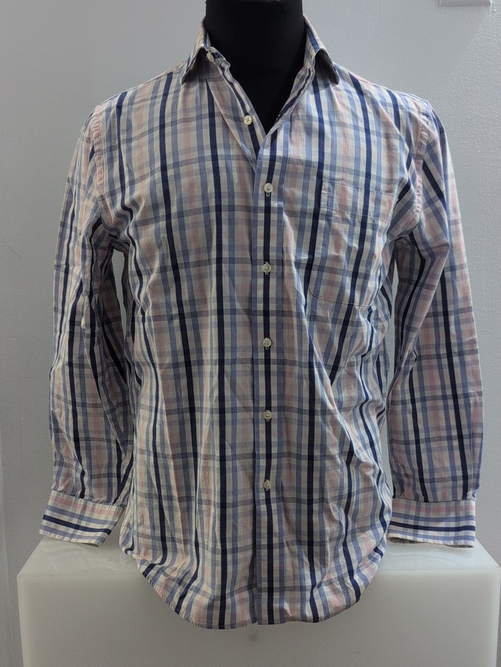 Tommy Hilfiger Pink White Blue Plaid Button-Up Shirt